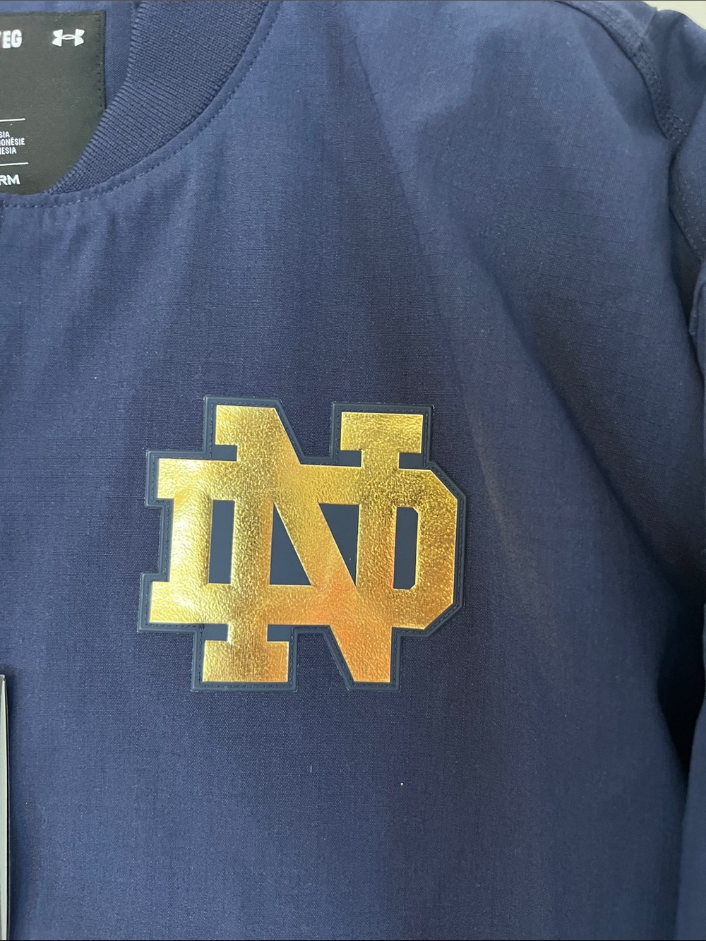Under Armour Navy Bomber Jacket with Gold ND Logo - Picture 2 of 5